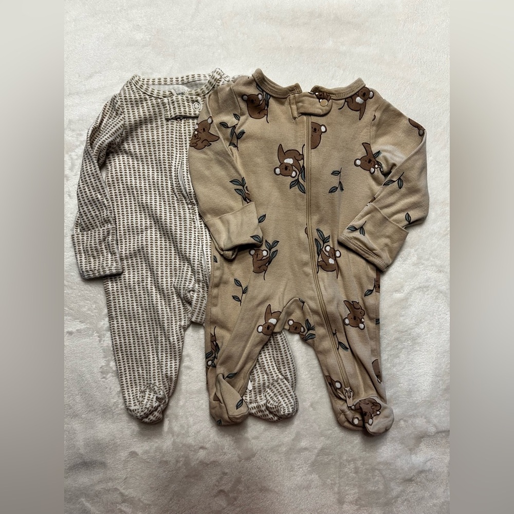 Carter's Beige and Brown Footed One Pieces